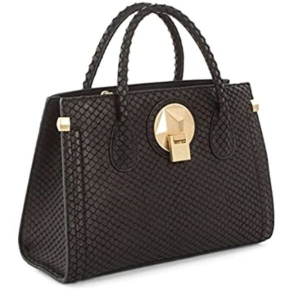 Celine Dion Octave Leather Satchel Black Snake - Picture 1 of 5